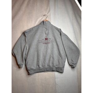 VTG Cadre Athletic Montana Grizzlies Quarter Zip Sweatshirt Mens XL Gray Vintage